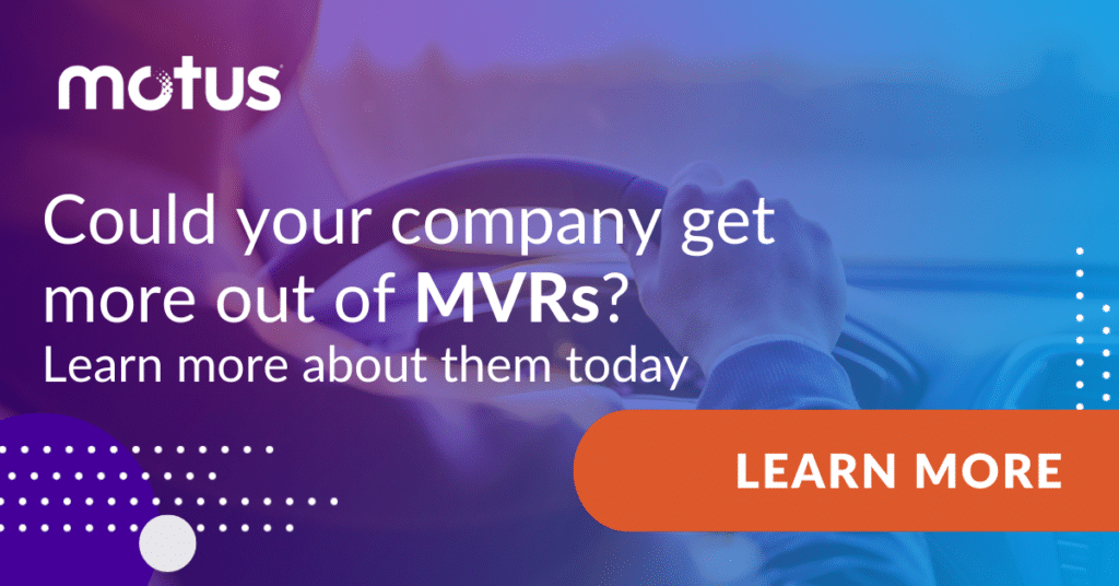 graphic stating "Could your company get more out of MVRs? Learn more about them today" with button to learn more paralleling fleet vehicle maintenance