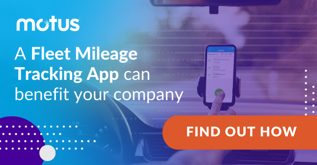 Graphic stating "Take a tour of the Motus App! Find out how easy it makes mileage tracking" with a button to "Find Out." Ties into company mileage