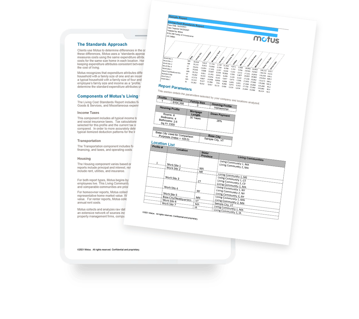 Tablet screen and overlapping page with Motus program information