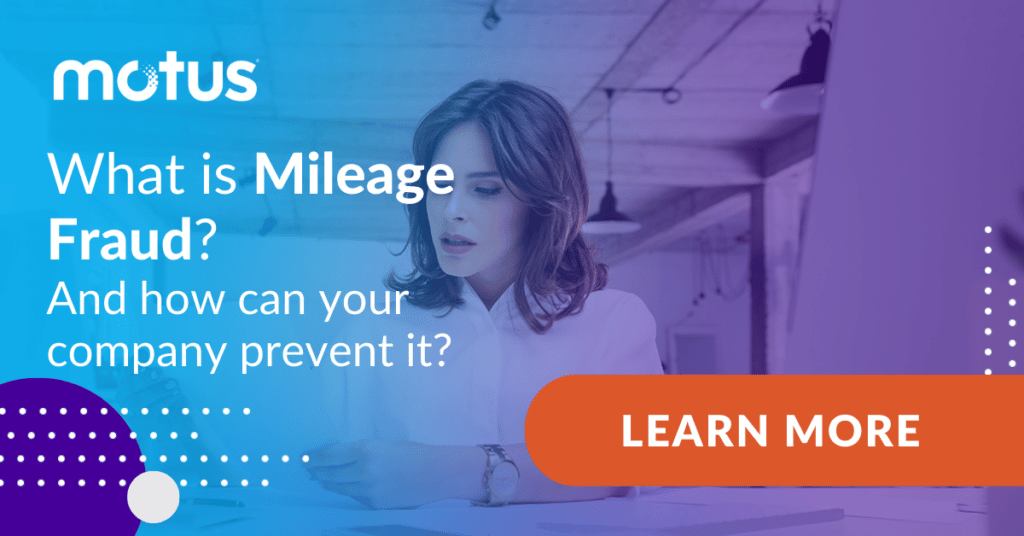 Graphic stating "what is mileage fraud? And how can your company prevent it?" with button to learn more. Parallels with mileage tracker app