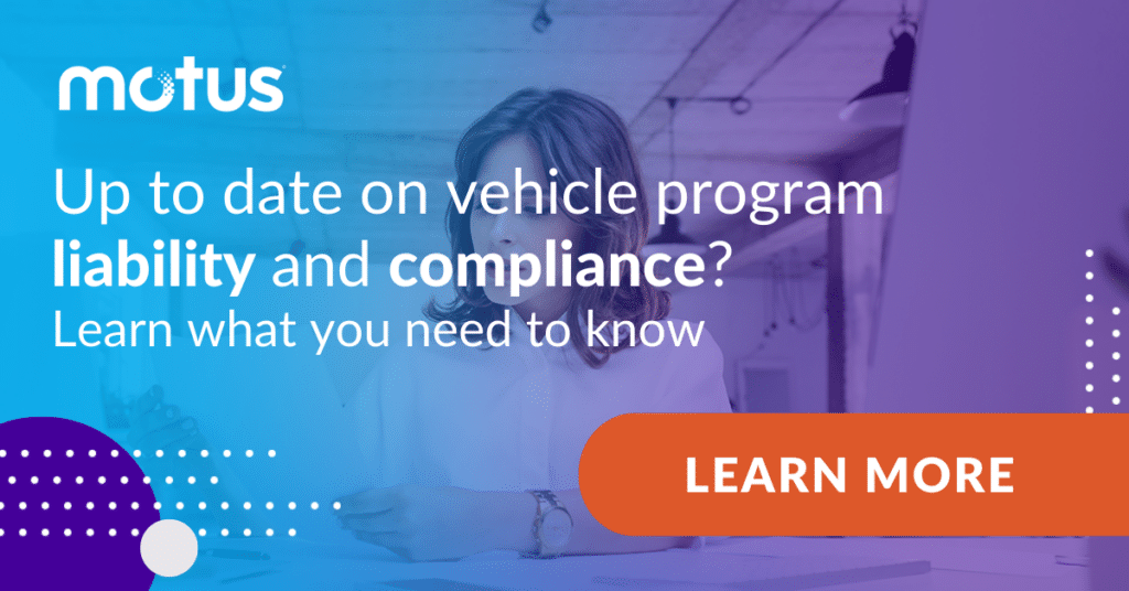 graphic stating "Up to date on vehicle program liability and compliance? Learn what you need to know" with button to learn more, paralleling vehicle programs