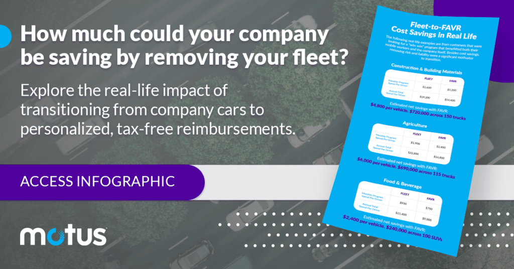 a graphic that asks "how much could your company be saving by removing your fleet? directing viewers to access the infographic it links to