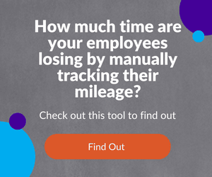 Graphic asking How much time are your employees losing by manually tracking their mileage? CTA prompting audience to check out the lost selling hours calculator to find out