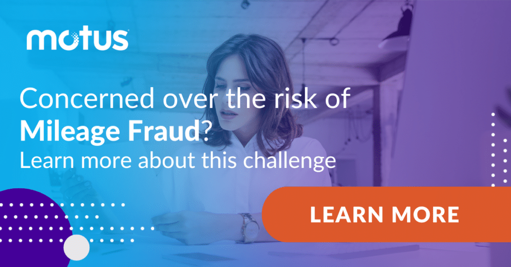 Graphic stating "Concerned over the risk of Mileage Fraud? Learn more about this challenge" with button to learn more, evoking mileage fraud