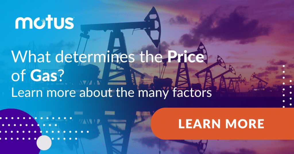 Graphic Reading "What determines the price of gas? Learn more about the many factors."