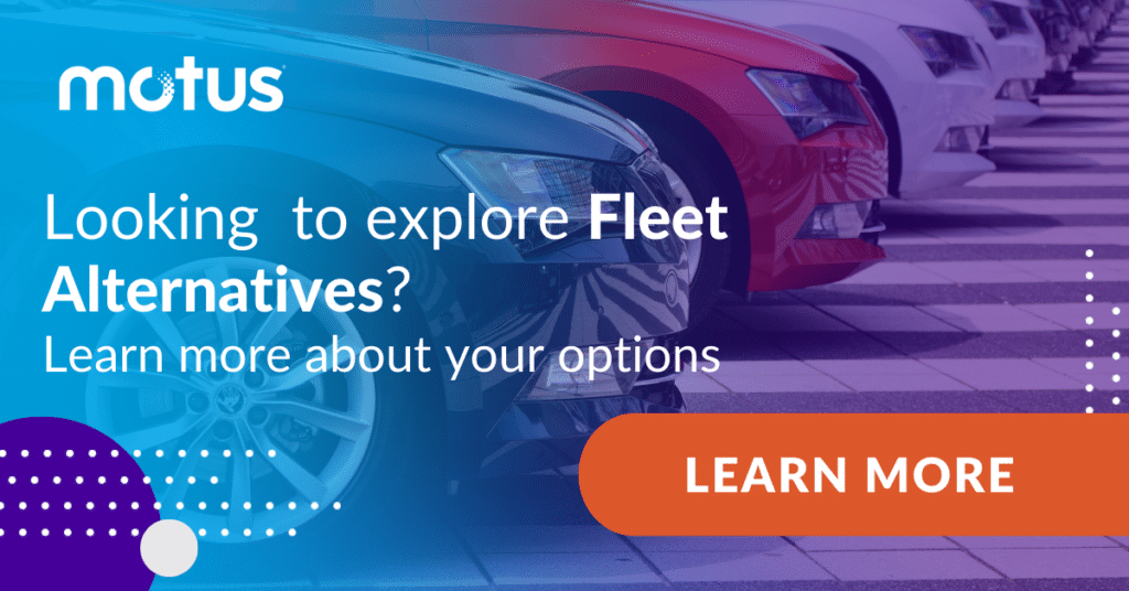 graphic stating "Looking to explore Fleet Alternatives? Learn more about your options" with button to learn more, connected to work vehicles