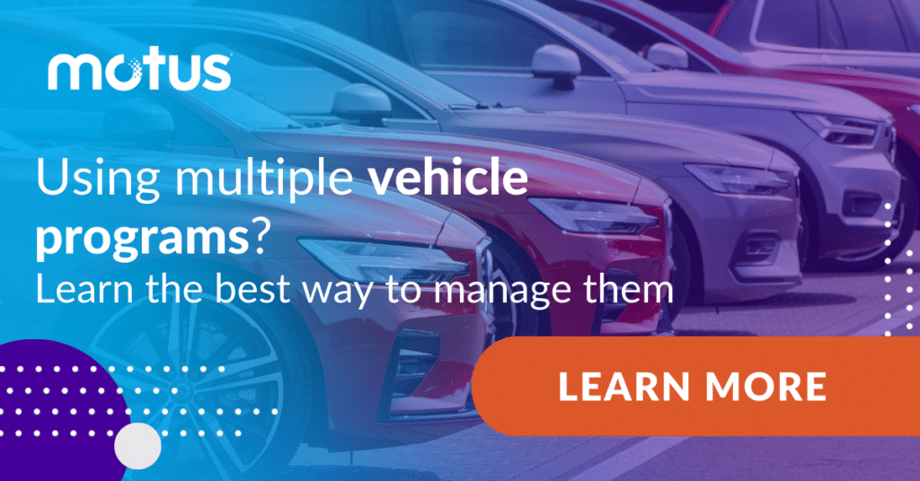 graphic stating "Using multiple vehicle programs? Learn the best way to manage them" with button to learn more, paralleling vehicle reimbursement programs