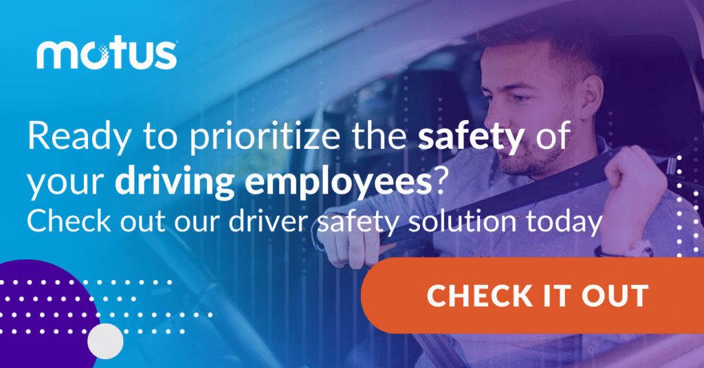graphic stating "Ready to prioritize the safety of your driving employees? Check out our driver safety solution today" with button to "check it out" paralleling driver insurance compliance