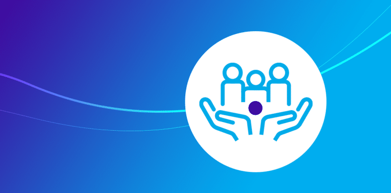 graphic depicting open hands holding people
