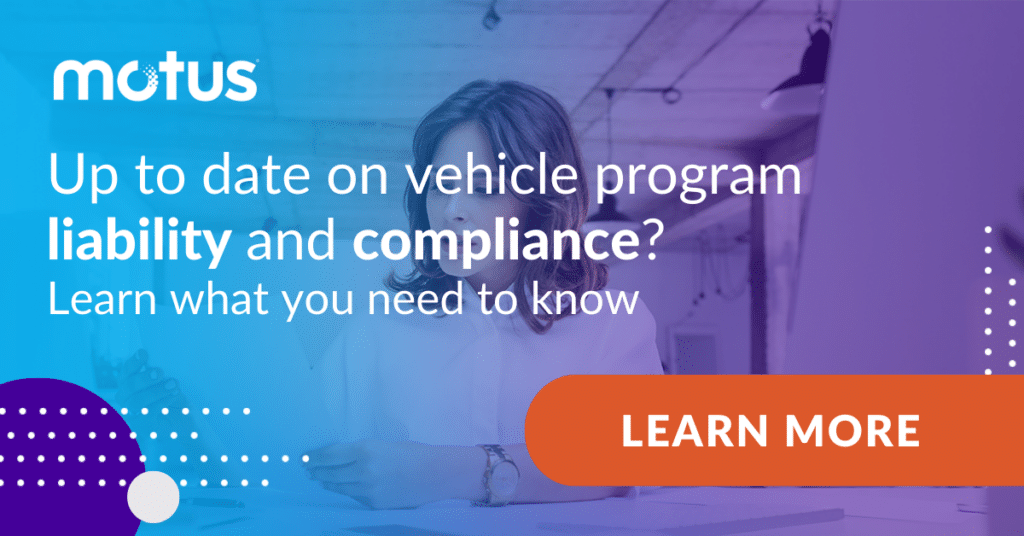 graphic stating "Up to date on vehicle program liability and compliance? Learn what you need to know" with button to Learn More, paralleling fleet to FAVR